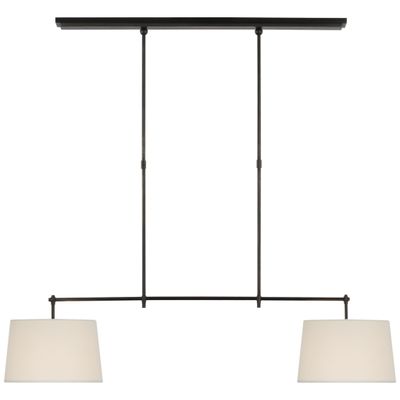Thomas O'Brien Bryant Medium Billiard in Bronze with Linen Shades Ceiling Light W12
