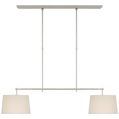Thomas O'Brien Bryant Medium Billiard in Polished Nickel with Linen Shades Ceiling Light W12