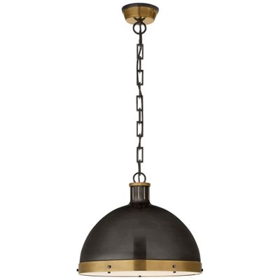 Thomas O'Brien Hicks Extra Large Pendant in Bronze and Hand-Rubbed Antique Brass with Acrylic Diffuser Ceiling Light W16
