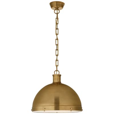 Thomas O'Brien Hicks Extra Large Pendant in Hand-Rubbed Antique Brass with Acrylic Diffuser Ceiling Light W16