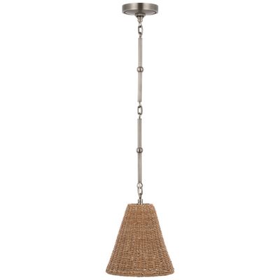 Thomas O'Brien Goodman Petite Hanging Shade in Antique Nickel with Toast Shade Ceiling Light W9.5