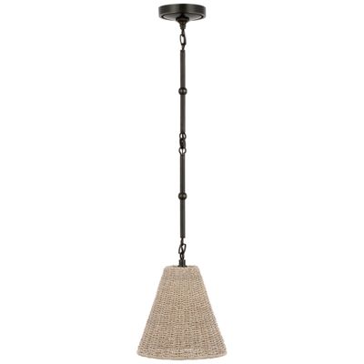 Thomas O'Brien Goodman Petite Hanging Shade in Bronze with Ash Shade Ceiling Light W9.5