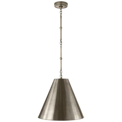 Thomas O'Brien Goodman Small Hanging Light in Antique Nickel with Antique Nickel Shade Ceiling Light W15