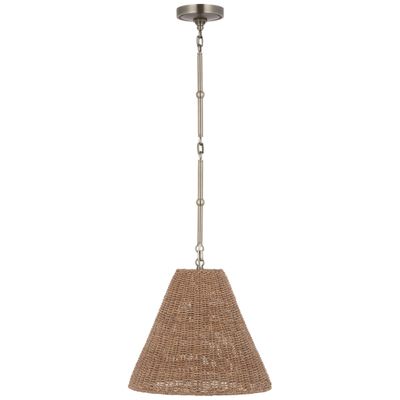 Thomas O'Brien Goodman Small Hanging Light in Antique Nickel with Toast Shade Ceiling Light W15