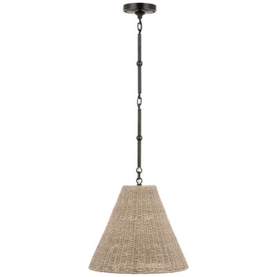 Thomas O'Brien Goodman Small Hanging Light in Bronze with Ash Shade Ceiling Light W15