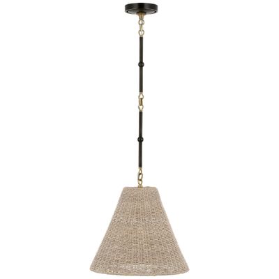 Thomas O'Brien Goodman Small Hanging Light in Bronze and Hand-Rubbed Antique Brass with Ash Shade Ceiling Light W15