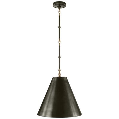 Thomas O'Brien Goodman Small Hanging Light in Bronze and Hand-Rubbed Antique Brass with Bronze Shade Ceiling Light W15