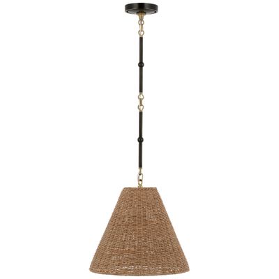 Thomas O'Brien Goodman Small Hanging Light in Bronze and Hand-Rubbed Antique Brass with Toast Shade Ceiling Light W15