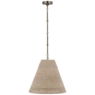 Thomas O'Brien Goodman Medium Hanging Light in Antique Nickel with Ash Shade Ceiling Light W18