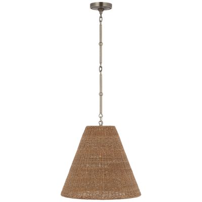 Thomas O'Brien Goodman Medium Hanging Light in Antique Nickel with Toast Shade Ceiling Light W18