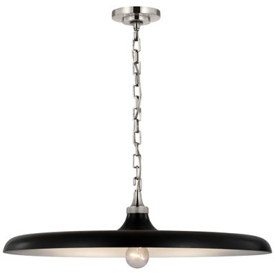 Thomas O'Brien for Visual Comfort Signature Piatto Large Pendant in  Hand-Rubbed Antique Brass with Plaster White Shade