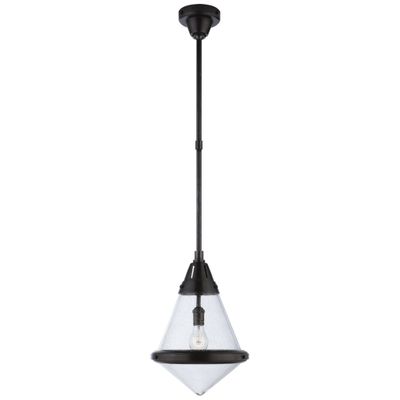 Thomas O'Brien Gale Small Pendant in Bronze with Seeded Glass Ceiling Light W11.5