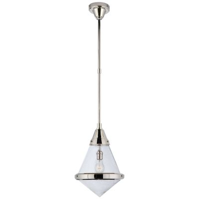 Thomas O'Brien Gale Small Pendant in Polished Nickel with Seeded Glass Ceiling Light W11.5