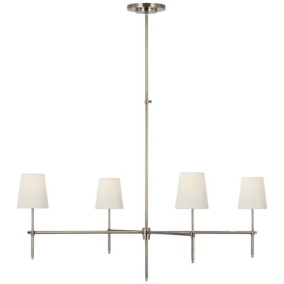 Thomas O'Brien Bryant Extra Large Chandelier in Antique Nickel with Linen Shades Ceiling Light W48