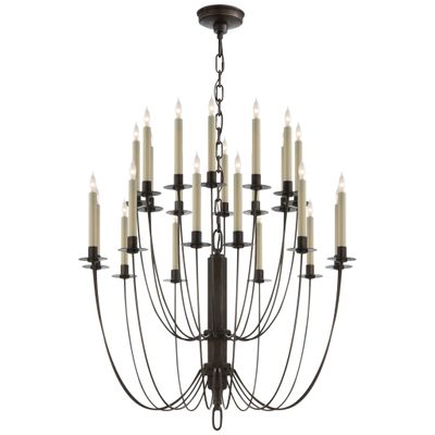 Thomas O'Brien Erika Two-Tier Chandelier in Aged Iron Ceiling Light W28.75
