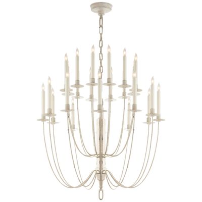 Thomas O'Brien Erika Two-Tier Chandelier in Belgian White Ceiling Light W28.75