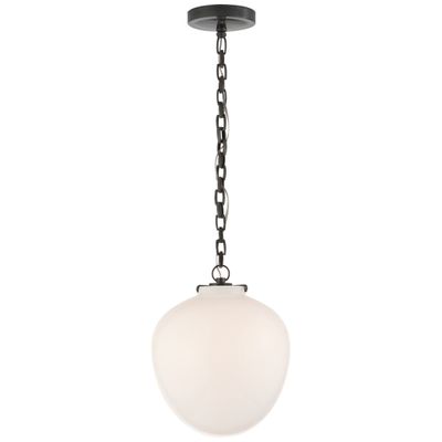 Thomas O'Brien Katie Acorn Pendant in Bronze with White Glass Ceiling Light W10.5