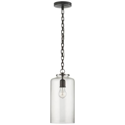 Thomas O'Brien Katie Cylinder Pendant in Bronze with Clear Glass Ceiling Light W7