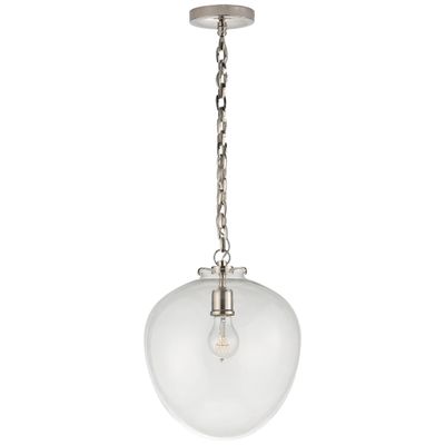 Thomas O'Brien Katie Acorn Pendant in Polished Nickel with Clear Glass Ceiling Light W10.5