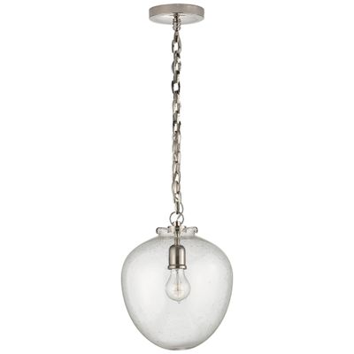 Thomas O'Brien Katie Acorn Pendant in Polished Nickel with Seeded Glass Ceiling Light W10.5