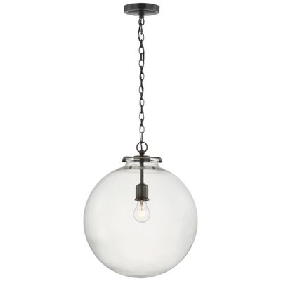 Thomas O'Brien Katie Large Globe Pendant in Bronze with Clear Glass Ceiling Light W16