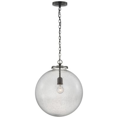 Thomas O'Brien Katie Large Globe Pendant in Bronze with Seeded Glass Ceiling Light W16