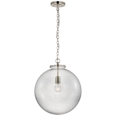 Thomas O'Brien Katie Large Globe Pendant in Polished Nickel with Seeded Glass Ceiling Light W16