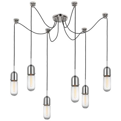 Thomas O'Brien Junio 6-Light Chandelier in Polished Nickel with Clear Glass Ceiling Light W9.5