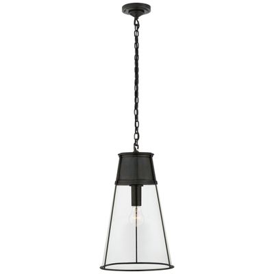 Thomas O'Brien Robinson Large Pendant in Bronze with Clear Glass Ceiling Light W11.75
