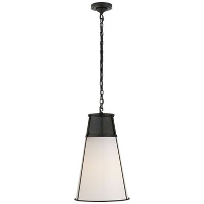 Thomas O'Brien Robinson Large Pendant in Bronze with White Glass Ceiling Light W11.75
